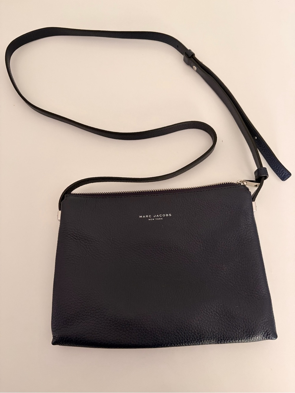 Marc Jacobs Navy Blue Pebbled Leather Crossbody Bag